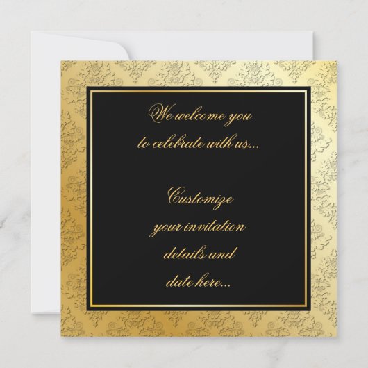 Invitation Damask Or et Noir (Dos)