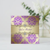 Invitation Damask Or Pourpre Fête Pourpre Or (Debout devant)