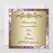 Invitation Damask Or Pourpre Fête Pourpre Or (Dos)