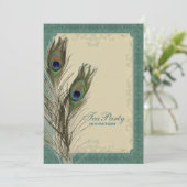 Invitation damask paon mariage Fête des mariées Tea Party (Debout devant)