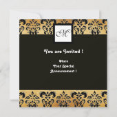 Invitation DAMASK PARCHMENT CARRÉ MONOGRAS, noir blanc brun (Dos)