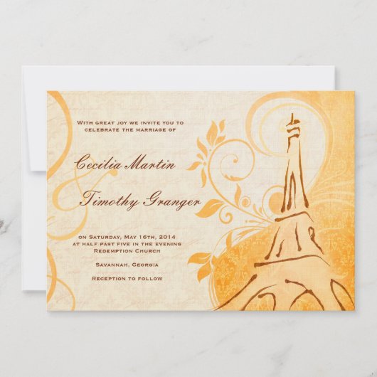 Invitation Damask Parisienne - Marmalade & Fall Spice Mariage (Devant)