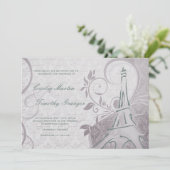 Invitation Damask Parisienne - Subtil Turquoise & Purple Mari (Debout devant)