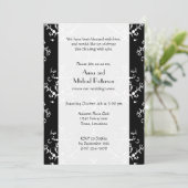 Invitation Damask Pattern, Black and White, Vow Renewal (Debout devant)