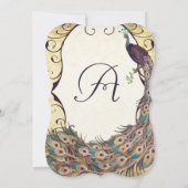 Invitation Damask Peacock Elegance Eggplant Gold et Aqua (Dos)