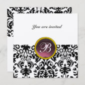 Invitation DAMASK PIERRE FINEMENT TRAVAILLÉE MONOGRAMME améth (Devant / Derrière)