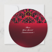 Invitation DAMASK PIERRE FINEMENTEUSE MONOGRAMME rouge rubis  (Dos)