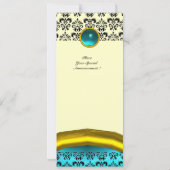 Invitation DAMASK PIERRE FINESSE MONOGRAMME, turquoise (Dos)