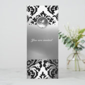 Invitation DAMASK PIERRE PRÉCIEUSE MONOGRAMME blanc (Debout devant)