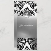 Invitation DAMASK PIERRE PRÉCIEUSE MONOGRAMME blanc (Devant / Derrière)