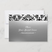 Invitation DAMASK PIERRE PRÉCIEUSE MONOGRAMME blanc (Dos)