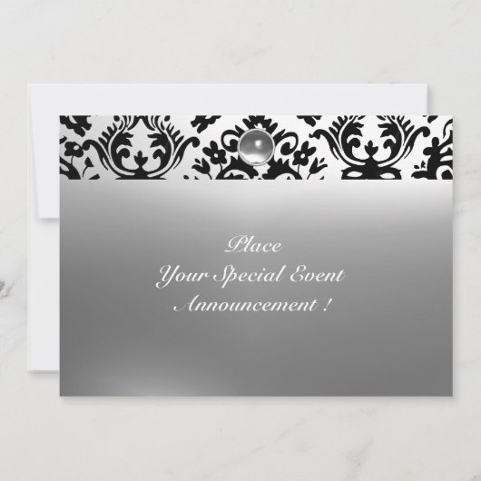 Invitation DAMASK PIERRE PRÉCIEUSE MONOGRAMME blanc (Dos)