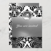 Invitation DAMASK PIERRE PRÉCIEUSE MONOGRAMME blanc (Devant / Derrière)