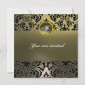 Invitation DAMASK PIERRE PRÉCIEUSE MONOGRAMME gris (Devant)