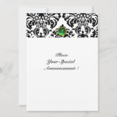 Invitation DAMASK PIERRE PRÉCIEUSE MONOGRAMME jade vert blanc (Dos)