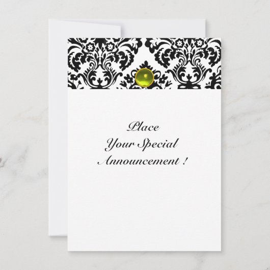 Invitation DAMASK PIERRE PRÉCIEUSE MONOGRAMME jaune blanc rsv (Dos)
