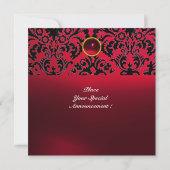 Invitation DAMASK PIERRE PRÉCIEUSE MONOGRAMME rouge rubis bur (Dos)