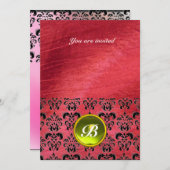 Invitation DAMASK PIERRE PRÉCIEUSE MONOGRAMME soie violette (Devant / Derrière)