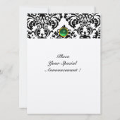 Invitation DAMASK PIERRE PRÉCIEUSE MONOGRAMME vert jade tache (Dos)