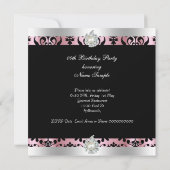 Invitation Damask Pink Pearl Diamond fête d'anniversaire (Dos)