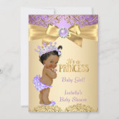 Invitation Damask Princesse Bébé Fille de Naissance Ethnique (Devant)