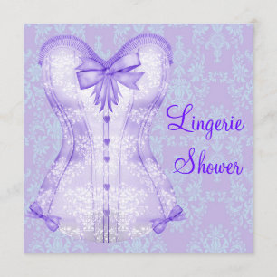 Invitation Damask Purple Corset Lingerie Fête des mariées