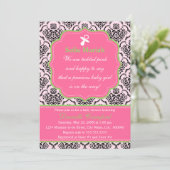 Invitation Damask rose et Baby shower vert (Debout devant)