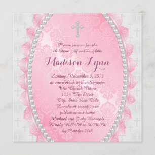 Invitation Damask rose rose et blanc