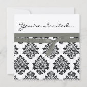 Invitation Damask Silver & Grey Mariage métallique Inviter TB (Dos)