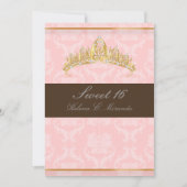 INVITATION DAMASK SWEET 16/TIARA/PINK/CHOCOLATE (Devant)