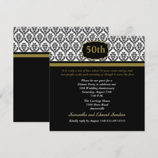 Invitation Damask Tout Âge (Devant / Derrière)