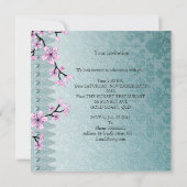 Invitation Damask Turquoise bleu rose Fleur d'Asie Floral (Dos)