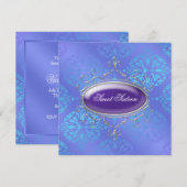 Invitation Damask Turquoise Purple Sweet 16 Anniversaire (Devant / Derrière)