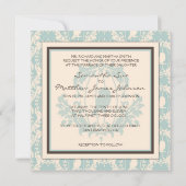 Invitation Damask Tweets Mariage Inviter Carré (Dos)