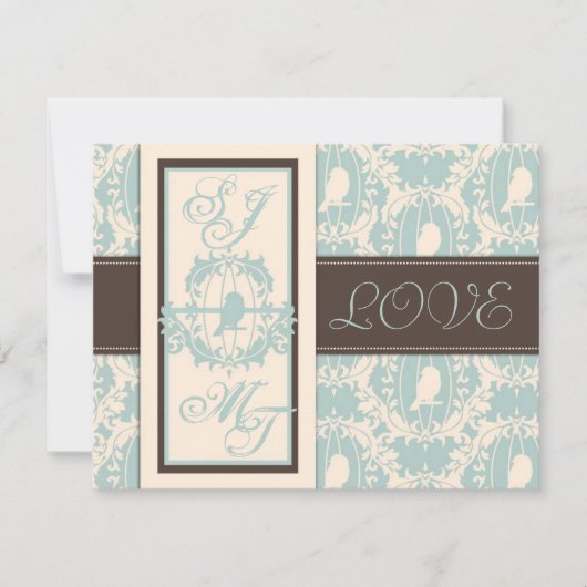 Invitation Damask Tweets Wedding Invite Card 2 (Devant)