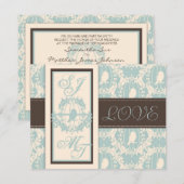 Invitation Damask Tweets Wedding Invite Card 2 (Devant / Derrière)