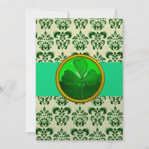 Invitation DAMASK VERT BLANC AVEC Argent SHAMROCK