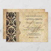 Invitation Damask Vintage boue d'ivoire (Devant / Derrière)