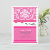 Invitation Damask Wedding Invite à la fuchsia (Debout devant)