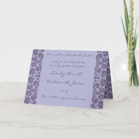 Invitation Damask Wedding Invite -Choose BackGround (Devant)