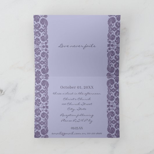 Invitation Damask Wedding Invite -Choose BackGround (Intérieur)