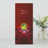 Invitation DAMASQUE MONOGRAMME PIERRE PRÉCIEUSE  jaune rouge (Debout devant)