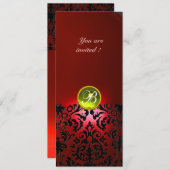 Invitation DAMASQUE MONOGRAMME PIERRE PRÉCIEUSE  jaune rouge (Devant / Derrière)