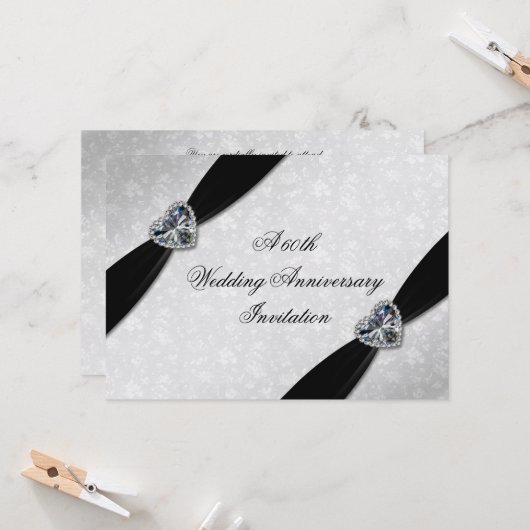 Invitation Damassé 60e Anniversaire de Mariage (Devant/Arrière en situation)