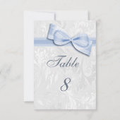 Invitation Damassé blanc et nœud bleu faux (Dos)