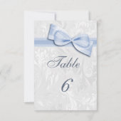 Invitation Damassé blanc et nœud bleu faux (Dos)