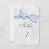 Invitation Damassé blanc et nœud bleu faux (Dos)
