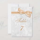 Invitation Damassé blanc et nœud faux pêche (Dos)