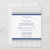 Invitation Damassé bleue de blanc gris d'invitations de (Dos)
