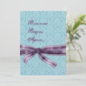 Invitation Damassé bleue et pourpre de célébration de divorce (Debout devant)